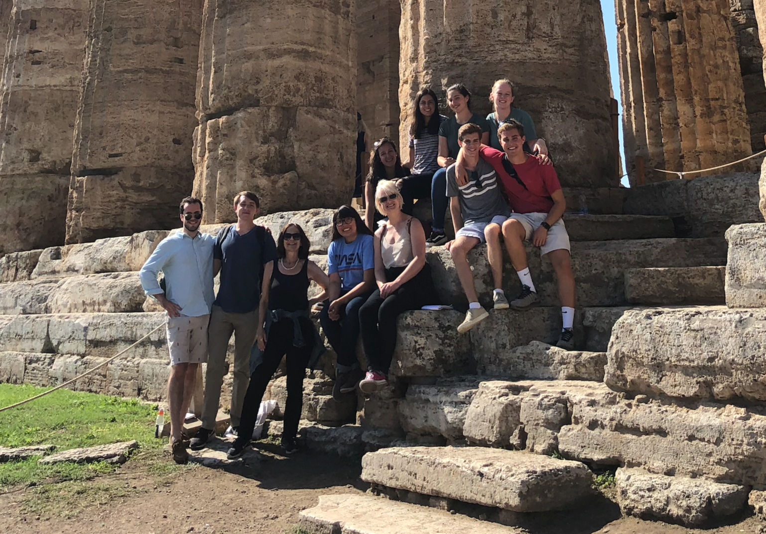 Dartmouth students in front of Roman archeological site