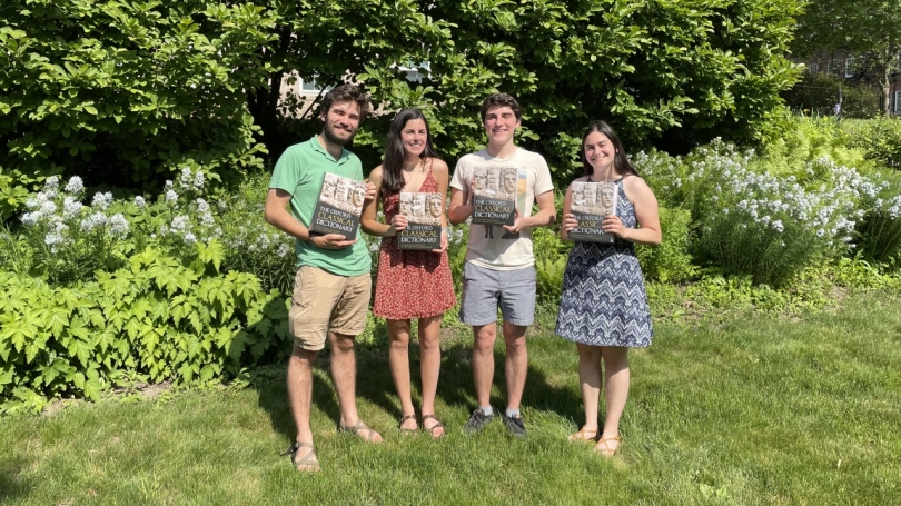Classics honors graduates in 2021 Honors graduates Kevin Donohue '21, Sophia Kocher '21, Clay Howard '21, and Naomi Meron '21